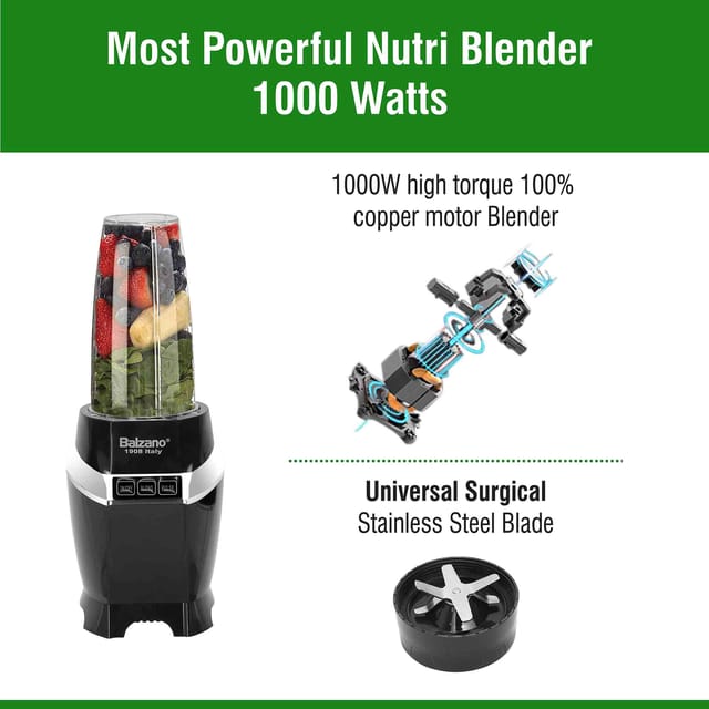 Balzano High Speed Nutri Blender/Mixer/Smoothie Maker - 1200 Watts