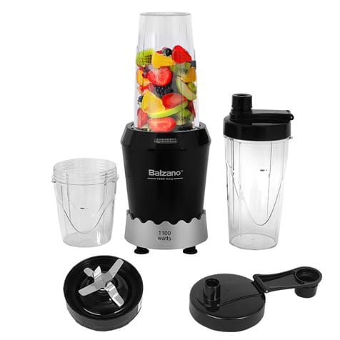 Balzano High Speed Nutri-PRO Mixer/Juicer/Grinder/Blender-(Powerful 1100Watts)-Blender for Smoothies and Juices/Smoothie Blender, Nutri Blender, Blender for kitchen, Portable Blender, Black,6 Pcs set