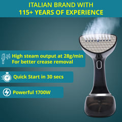 Balzano Garment Steamer 1700W for Clothes | Portable Handheld Steamer Iron | 360ml Tank, 30s Heat-Up, 28g Continuous Steam | Horizontal/Vertical Use | Easy Refill, Fabric Brush, Black