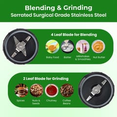 Balzano Bullet Mixer Grinder 500W, 3 Jars, 2 Blades, 3 Lids, Blender for Smoothies and Juices, Nutri Blender for Kitchen, Smoothie Maker, Italian Design, Made in India, Black