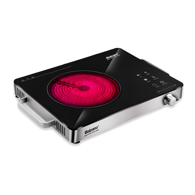 Balzano Infrared Cooktop 2000W Electric Stove with 4 Preset Modes (Stir Fry, BBQ, Soup, Hot Pot) | Toughened Glass Portable Electric Cooktop with Jog Dial Control | Suitable for All Flat Bottom