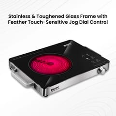 Balzano Infrared Cooktop 2000W Electric Stove with 4 Preset Modes (Stir Fry, BBQ, Soup, Hot Pot) | Toughened Glass Portable Electric Cooktop with Jog Dial Control | Suitable for All Flat Bottom