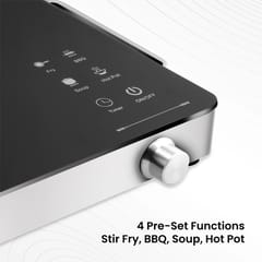 Balzano Infrared Cooktop 2000W Electric Stove with 4 Preset Modes (Stir Fry, BBQ, Soup, Hot Pot) | Toughened Glass Portable Electric Cooktop with Jog Dial Control | Suitable for All Flat Bottom